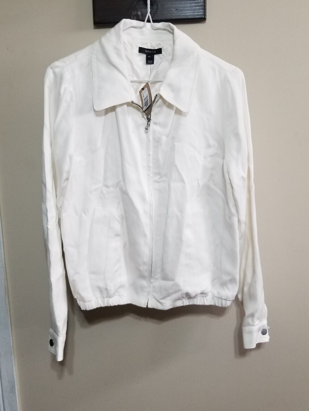 RW&CO. Jacket XS Ivory Zip-Front Bomber, Nwtags